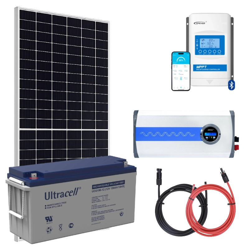 Elektrownia słoneczna 455Wp z akumulatorem - zasilanie 230V moc 1000W + MPPT