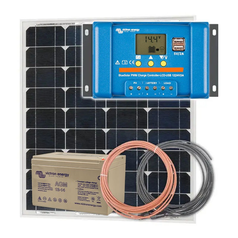 Panel słoneczny 55W i akumulator AGM 14Ah z regulatorem LCD