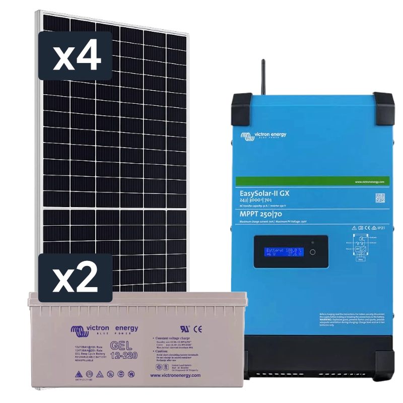 Elektrownia słoneczna 1820 W Hybrydowa z akumulatorem 440AH i przetwornicą 2500W