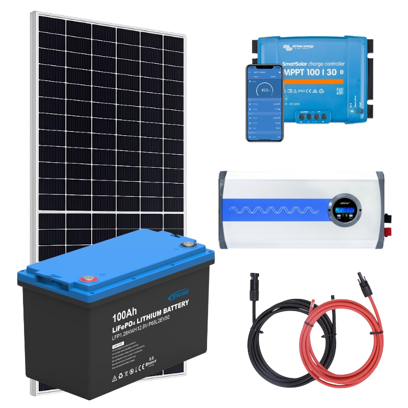 Zestaw PV 455W, akumulator LiFePO4 100Ah, regulator MPPT i przetwornica