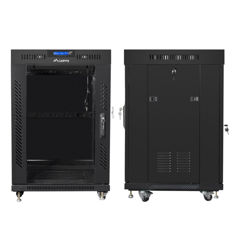 Szafa Rack Lanberg 19” 15U FF01-6615-12BL V2 z termostatem