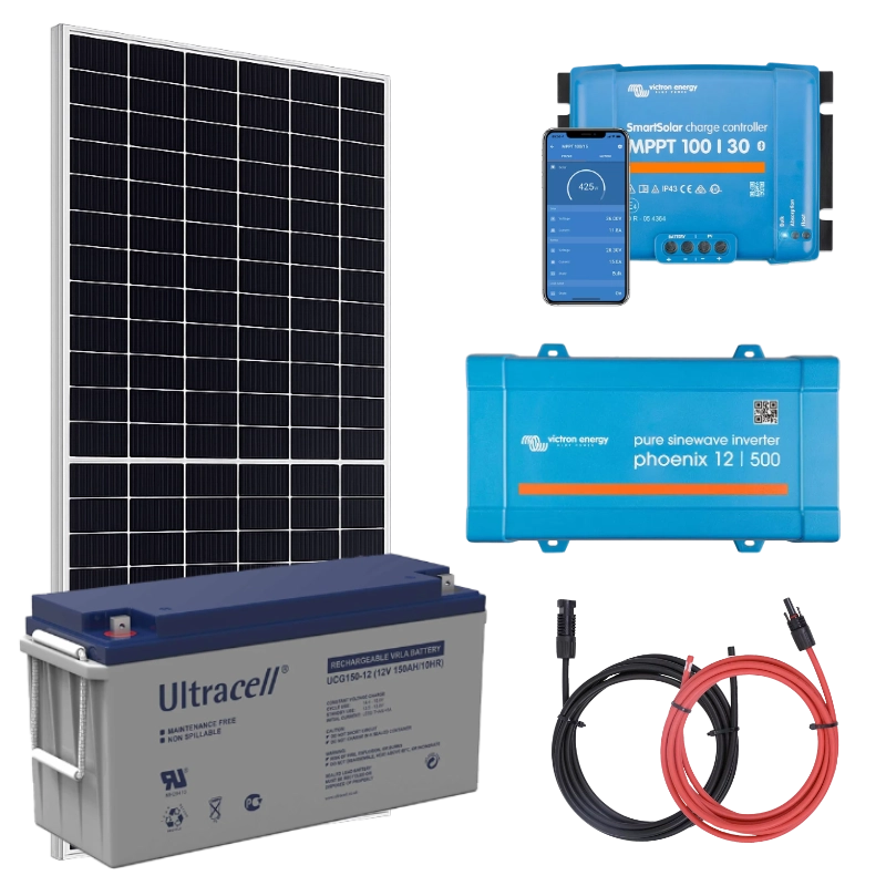 Elektrownia słoneczna 455Wp z akumulatorem - zasilanie 230V moc 400W + MPPT