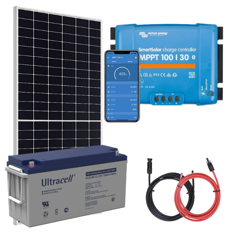Panel słoneczny 455W i akumulator żelowy 150Ah z regulatorem MPPT