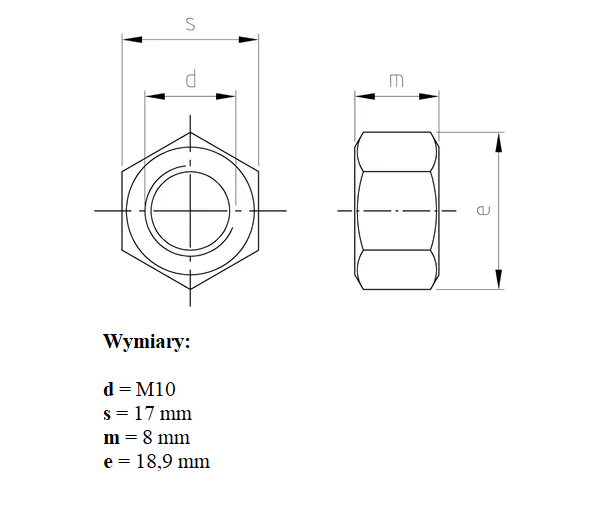 Nakrętka M10 DIN 934 INOX