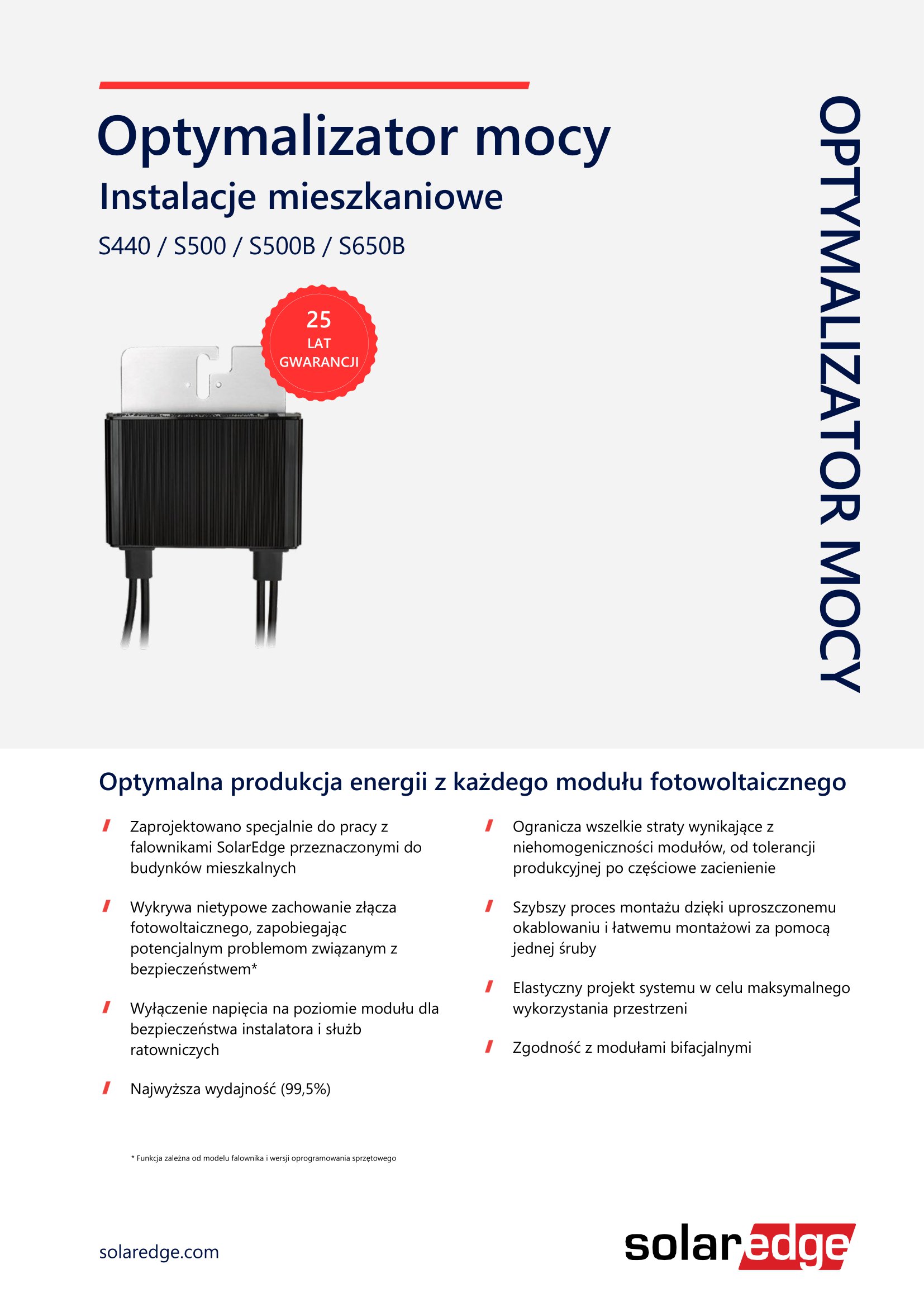 Solaredge Optymalizator S650B-1G M4M BM (kabel 0,1m/2,3m)