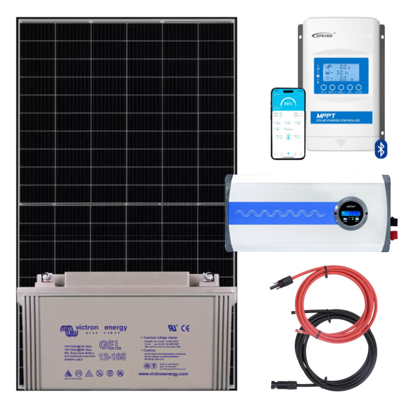 Elektrownia słoneczna 415Wp z akumulatorem - zasilanie 230V moc 1000W + MPPT