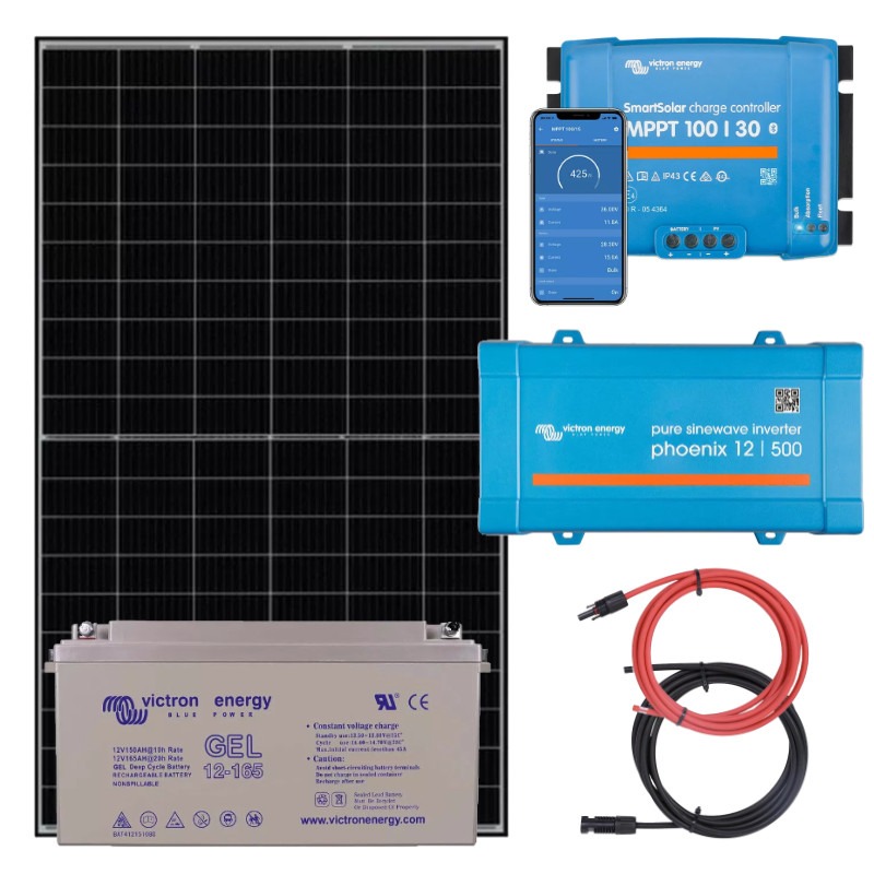 Elektrownia słoneczna 415Wp z akumulatorem - zasilanie 230V moc 400W + MPPT