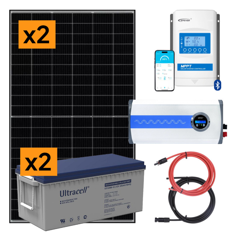 Elektrownia słoneczna 830W z akumulatorem - zasilanie 230V moc 3000W + MPPT