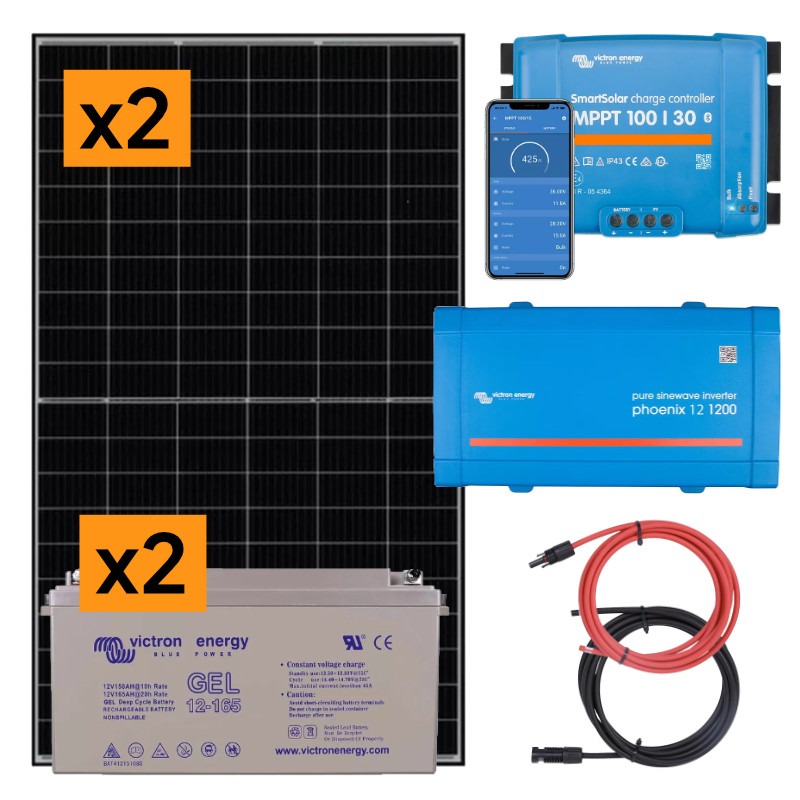 Elektrownia słoneczna 830Wp z akumulatorem - zasilanie 230V moc 1000W + MPPT