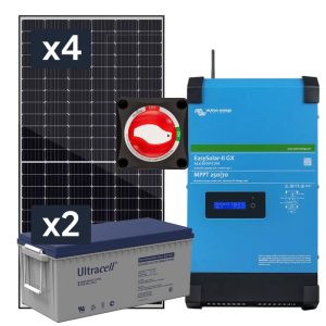 Elektrownia słoneczna 1720Wp Hybrydowa z akumulatorem 400AH i przetwornicą 2500W