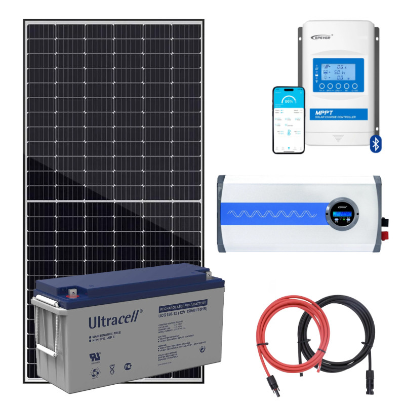 Elektrownia słoneczna 430Wp z akumulatorem - zasilanie 230V moc 1000W + MPPT