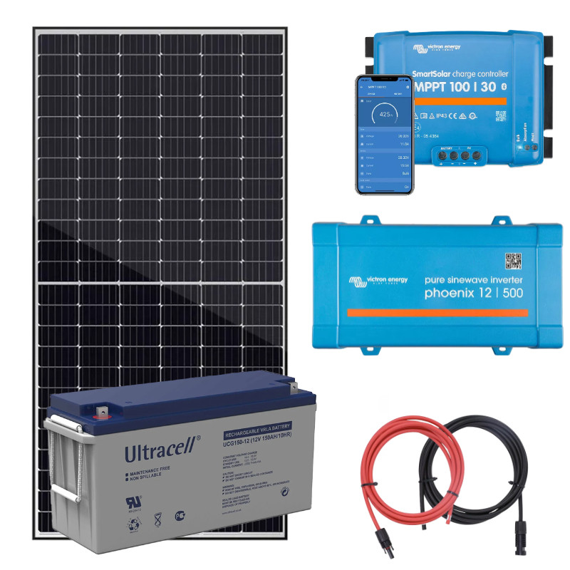 Elektrownia słoneczna 430Wp z akumulatorem - zasilanie 230V moc 400W + MPPT