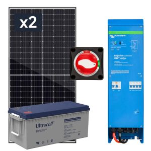 Elektrownia słoneczna 860Wp Hybrydowa z akumulatorem 200AH i przetwornicą 1300W
