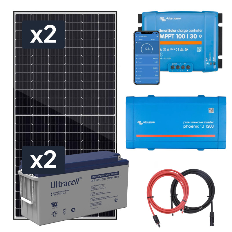 Elektrownia słoneczna 860Wp z akumulatorem - zasilanie 230V moc 1000W + MPPT