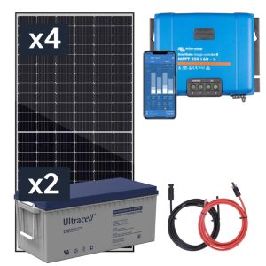 Panel słoneczny 4x430W i akumulator żelowy 2x200Ah z regulatorem MPPT 24V