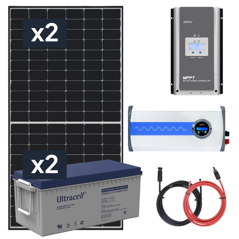 Elektrownia słoneczna 910W z akumulatorem - zasilanie 230V moc 3000W + MPPT