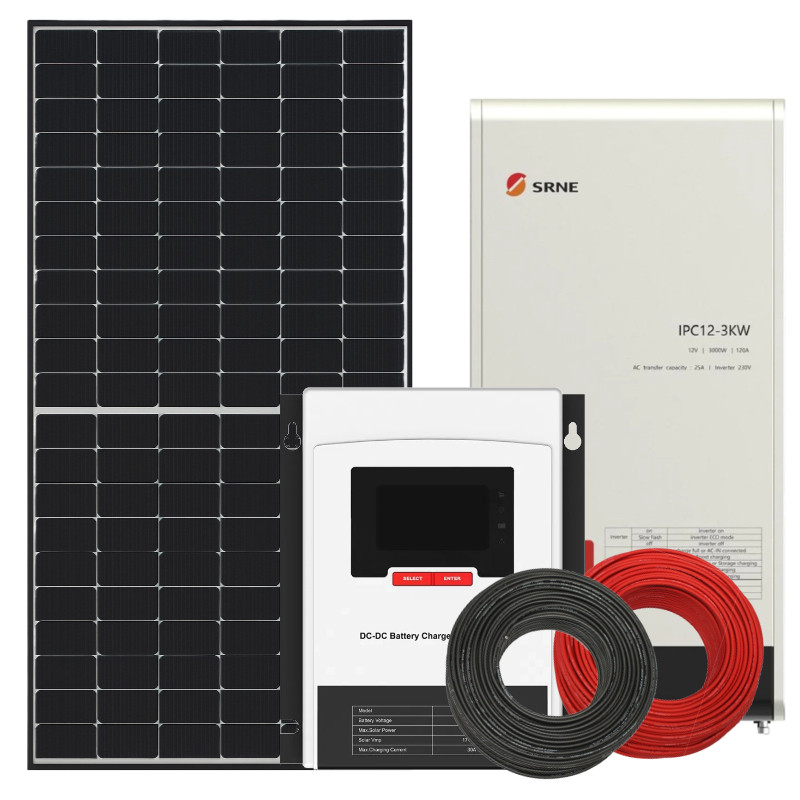 Zestaw solarny 455 W do kampera – ładowanie dwóch akumulatorów i zasilanie z alternatora