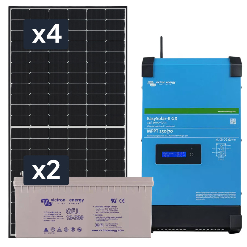 Elektrownia słoneczna 1820Wp Hybrydowa z akumulatorem 440AH i przetwornicą 2500W