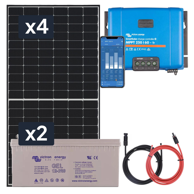 Panel słoneczny 4x455W i akumulator żelowy 2x220Ah z regulatorem MPPT 24V